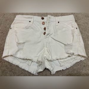 White denim shorts